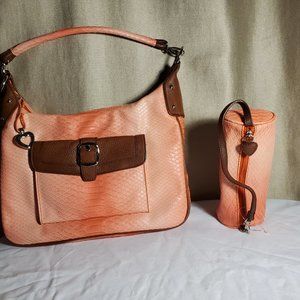 Sharif Studio Snakeskin Embossed Purse & Wristlet